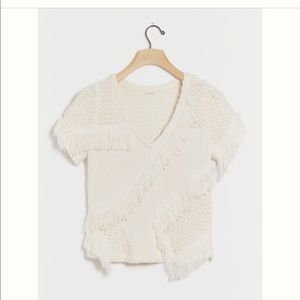 Anthropologie white/ivory knit sweater top never-before-worn size large